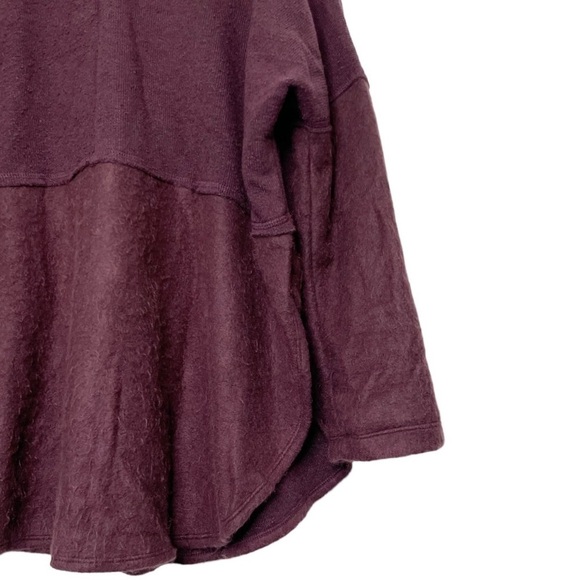 Free People Beach Bellevue Pullover Tunic Top Mixed Material Fleece Purple NWT - Picture 9 of 16